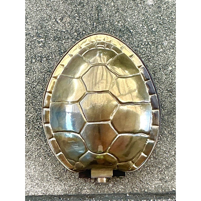 Vintage Boho Brass Tortoise Shell Sconce After Chapman For Sale In West Palm - Image 6 of 6