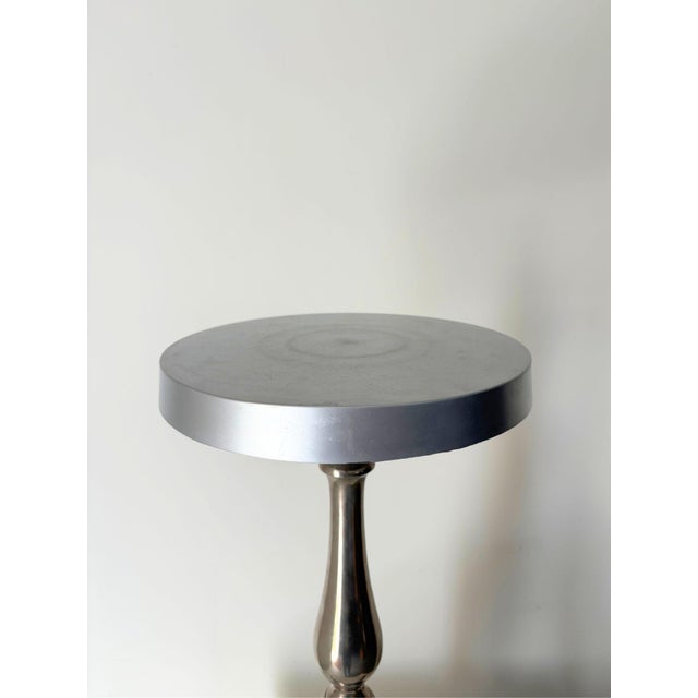 Postmodern Cast Aluminium Side Table with Pedestal Tripod Legs For Sale - Image 3 of 8