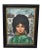 Figurative 1960 Andre Daude Big Eyed French Girl Painting Oil Canvas Black Frame Green Coat For Sale - Image 3 of 13