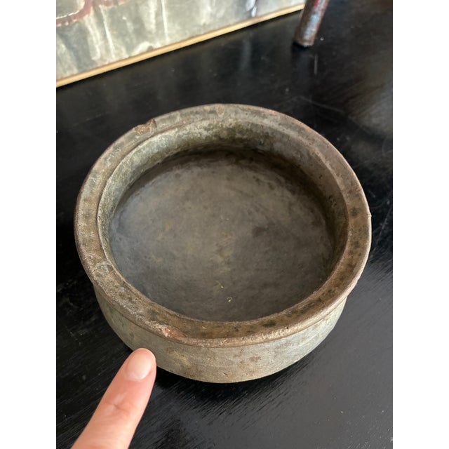 Vintage Blue Gray Indian Pot on Custom Ring For Sale - Image 9 of 11