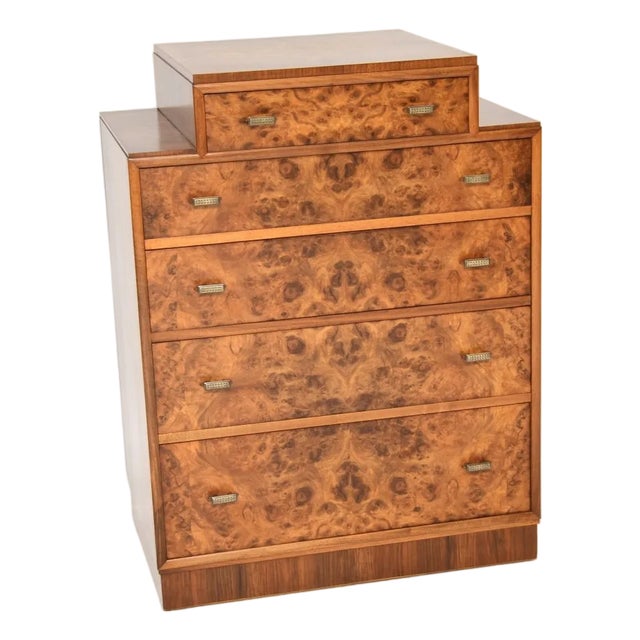 Art Deco Burr Walnut Chest of Drawers, 1930 For Sale