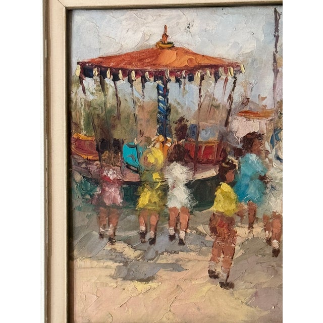 Jean Boissin Mid-Century Impressionist Style Oil Painting Carnival Scene in France For Sale - Image 12 of 15
