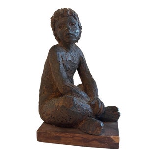 Ceramic Sculpture of Seated Figure For Sale