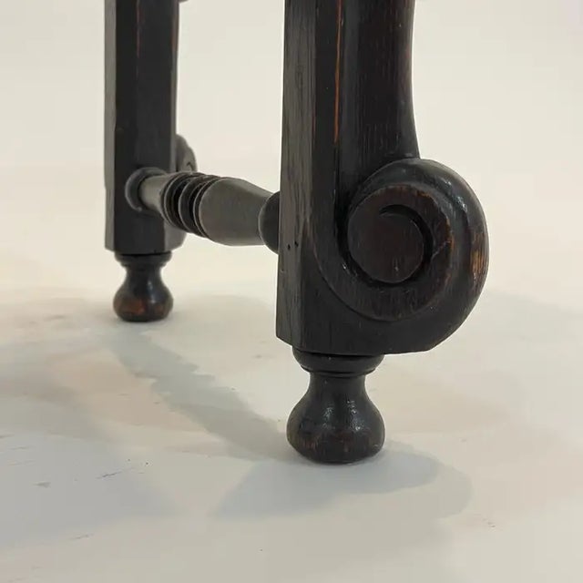 19th Century Italian Baroque Carved Stool or Bench, Linen and Oak, Italy 1800s For Sale - Image 10 of 12