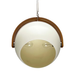 Mid-Century Modern Swiss Space Age Plastic and Plywood Pendant Lamp from Temde, 1960s For Sale