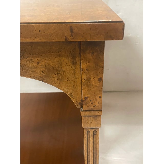Wood 1970s Burl Walnut Coliseum Style Side Table For Sale - Image 7 of 11