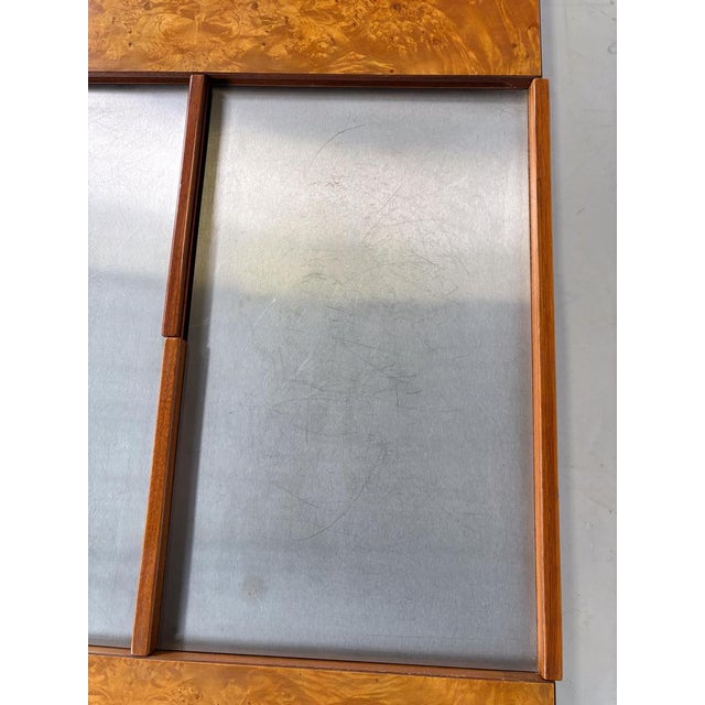 Mid-Century Burl Wood and metal Coffee Table attributed to Guido Faleschini, Italy, 1970s