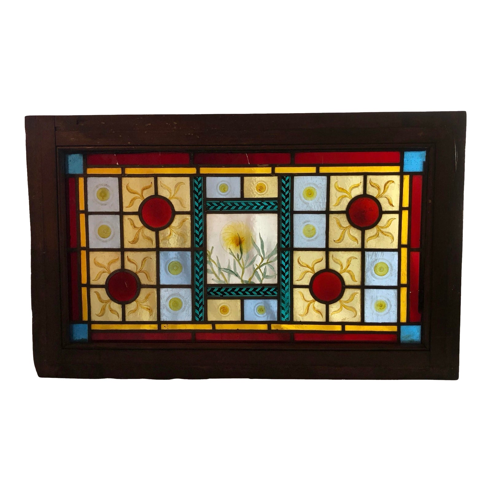 Antique Mid 19th Century Stained Glass Window With Jewels Chairish