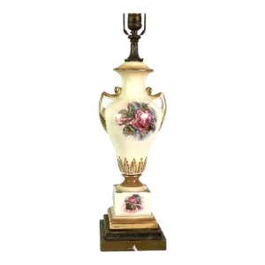 1920s Victorian Renaissance Revival-Hand Painted Ceramic Table Lamp