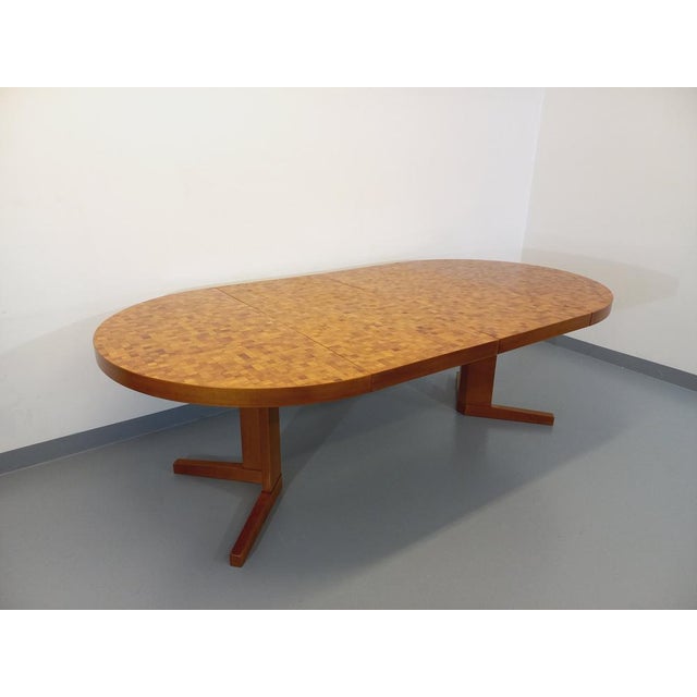 Vintage Round Dining Table in Wood Mosaic Teak and Walnut with Extensions by Dieter Waeckerlin, Swiss, 1960s For Sale - Image 12 of 18