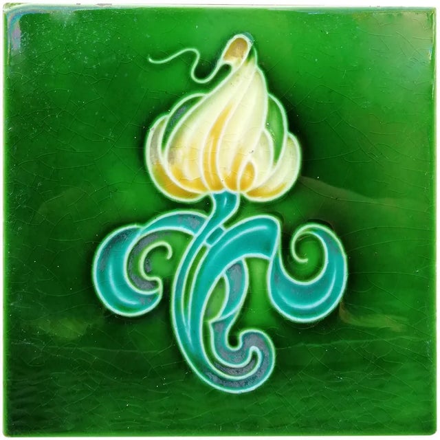 Art Nouveau Tiles by Gilliot Hemiksem, Belgium, 1930s, Set of 10 For Sale - Image 3 of 8