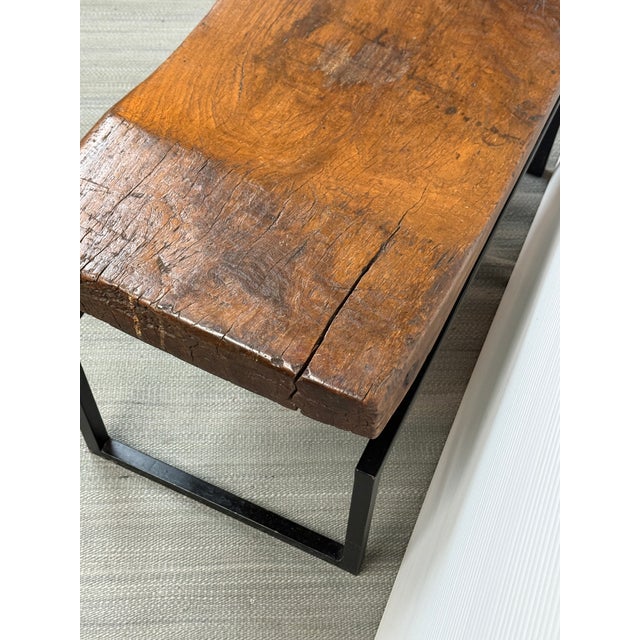 Rustic Live Edge + Contoured Bench Seat For Sale - Image 9 of 12