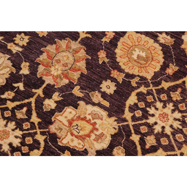 1990s Shabby Chic Oriental Ziegler Aubergine/Beige Wool Rug - 9'0'' X 12'0'' For Sale - Image 5 of 10