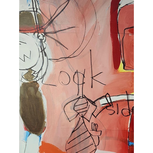 Uniquely cool original abstract oil on canvas, unsigned but possibly a Captain Fanta (German) piece as "Look Inside"...