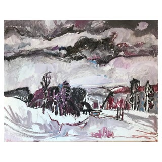 Jean Krillé, Winter Landscape No. 15, Oil on Wood, 1984 For Sale
