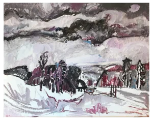 Jean Krillé, Winter Landscape No. 15, Oil on Wood, 1984