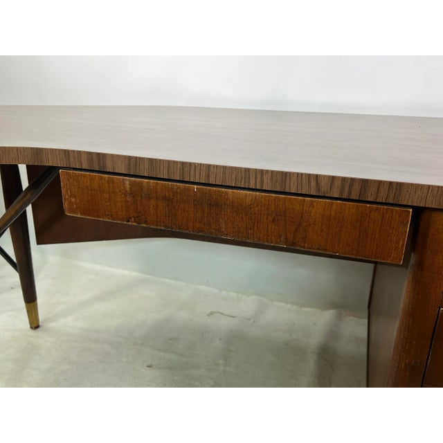 Wood Mid Century Executive Boomerang Desk For Sale - Image 7 of 12