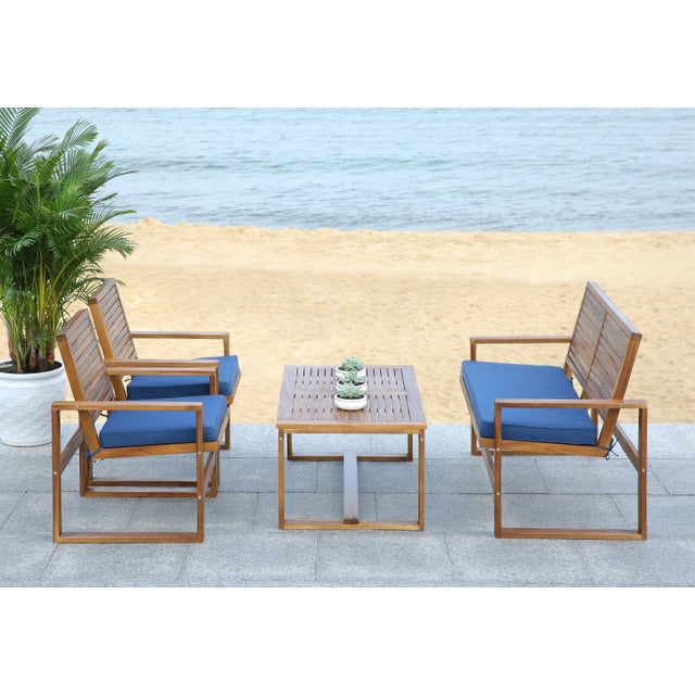 2020s Outdoor Living Set in Brown & Navy - 4 Pieces For Sale - Image 5 of 8