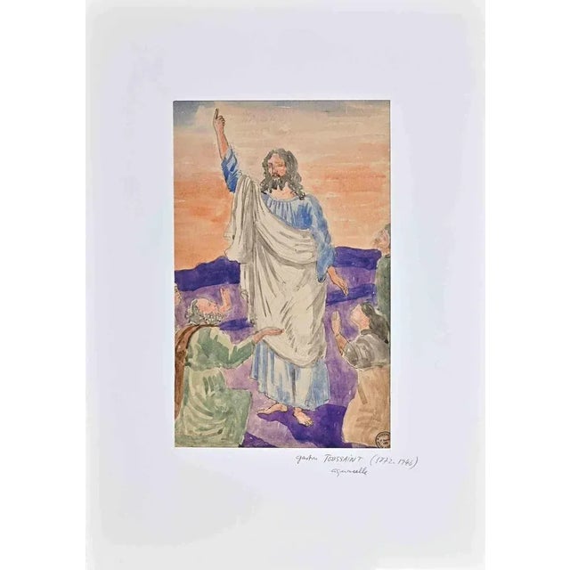 The Redeemer is an Original Pencil and Watercolour realized by Gaston Touissant (1872-1946). Good condition, included a...