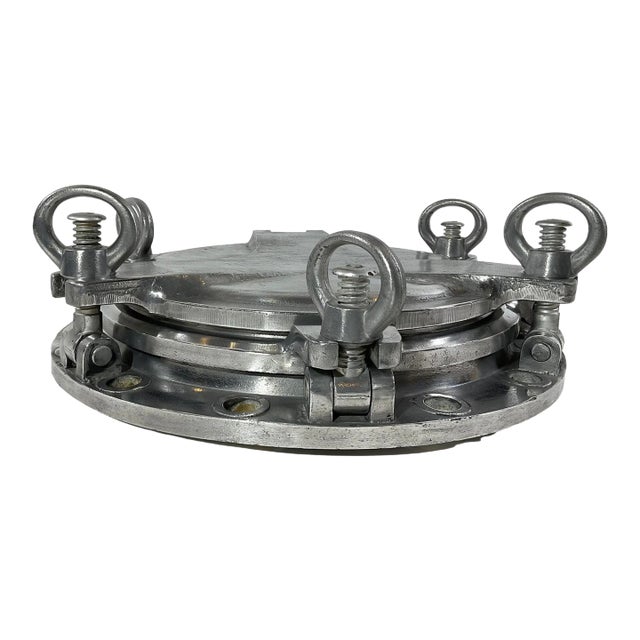 Original Aluminum Ships Porthole with Solid Door For Sale