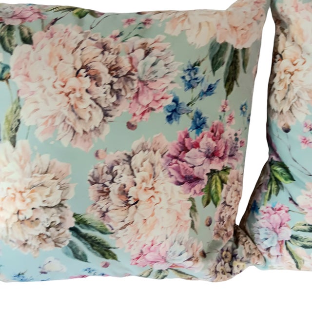 Blue MacoDesign Floral Cottage Feather Throw Pillows - Set of 2 For Sale - Image 8 of 12