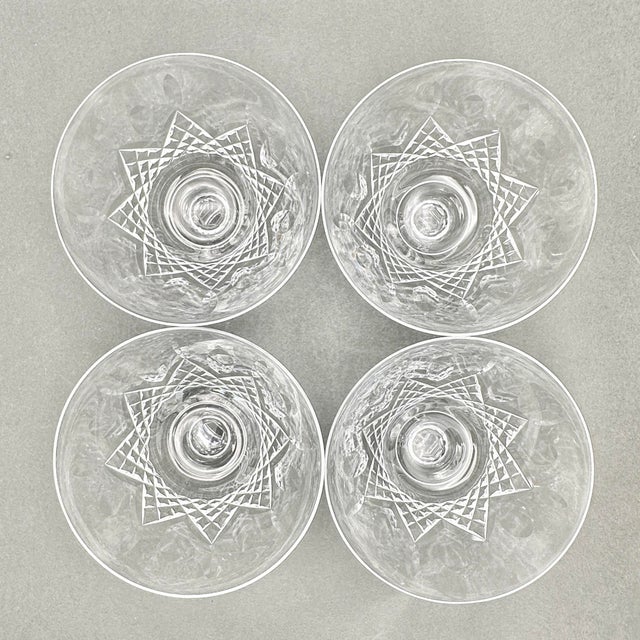 Glass Vintage Set of 4 Waterford Crystal “Kenmare” Champagne Coupe Glasses For Sale - Image 7 of 10