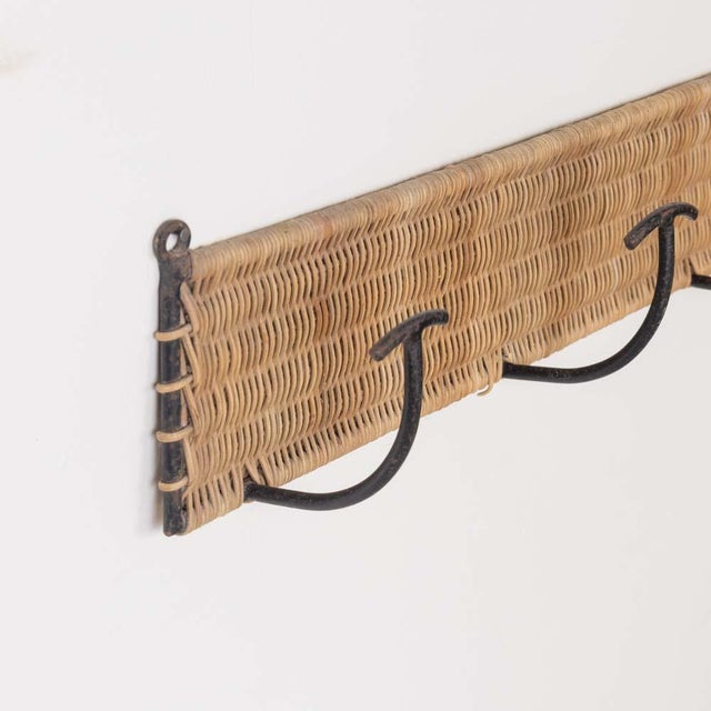 Wood 1950s French Wicker and Iron Wall Hook For Sale - Image 7 of 10