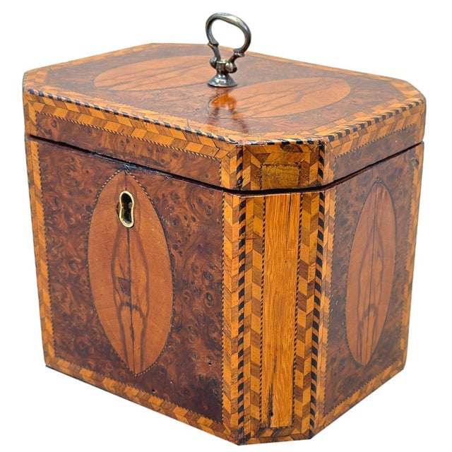 Georgian Octagonal Yew Wood Tea Caddy, 1780s For Sale - Image 14 of 14
