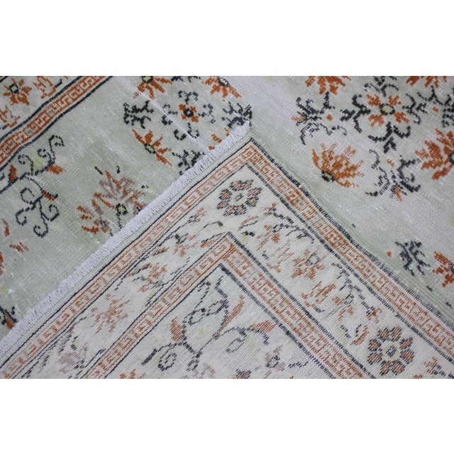 1950s Chinese Art Deco Vintage Handmade Floral Desing Natural Wool Area Rug For Sale - Image 12 of 13