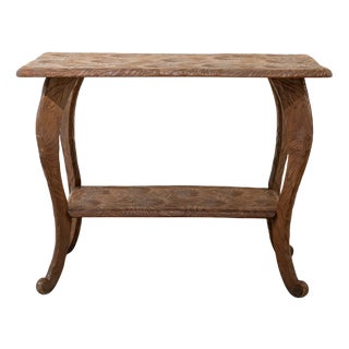 Oak Side Table with Carved Sunflowers, France, 1950s For Sale