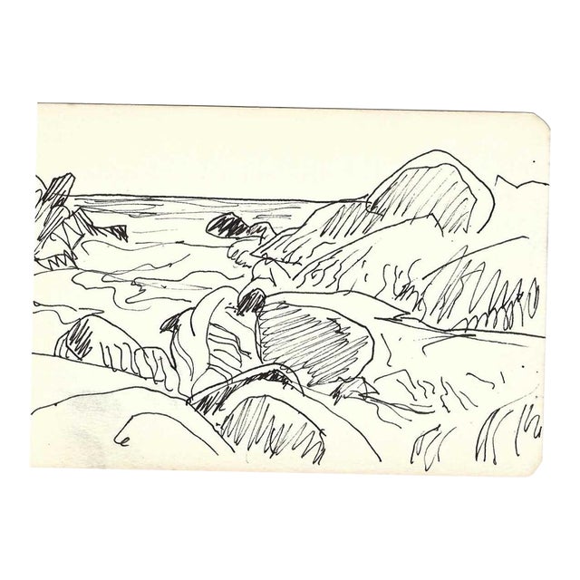 1960s Robert Angeloch Coastal Drawing For Sale
