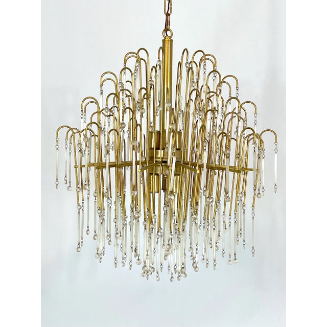 Mid-Century Italian Brass and Glass Chandelier, 1970s For Sale - Image 9 of 11