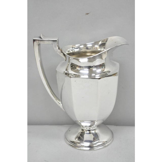 Vintage Art Deco Silver Plated Octagonal Faceted Water Pitcher by Homan Plate For Sale - Image 15 of 16