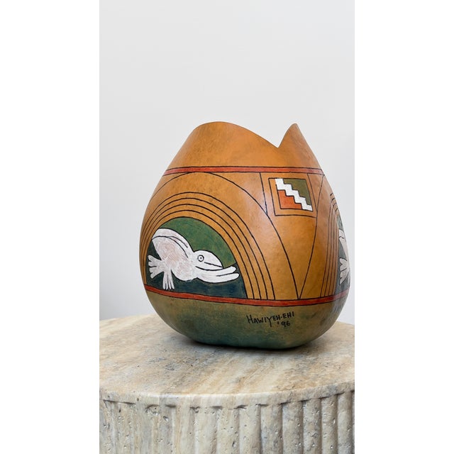 Large 1996 Signed Native American Gourd Vessel by Brad Hawiyeh-Ehi For Sale - Image 4 of 9