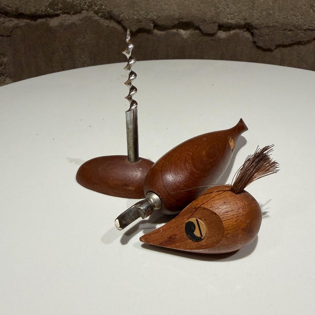 Bird Corkscrew Bottle Opener Arne Basse Mid Century Danish Modern in Teak For Sale - Image 9 of 13