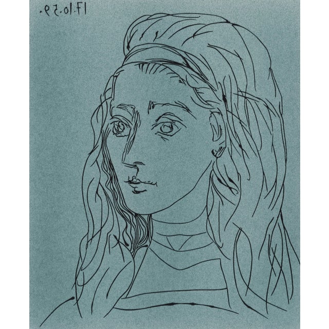 Original 1962 linoleum cut engraving (linocut) after and approved by Pablo Picasso from "Picasso Linoleum Cuts Bacchanals,...