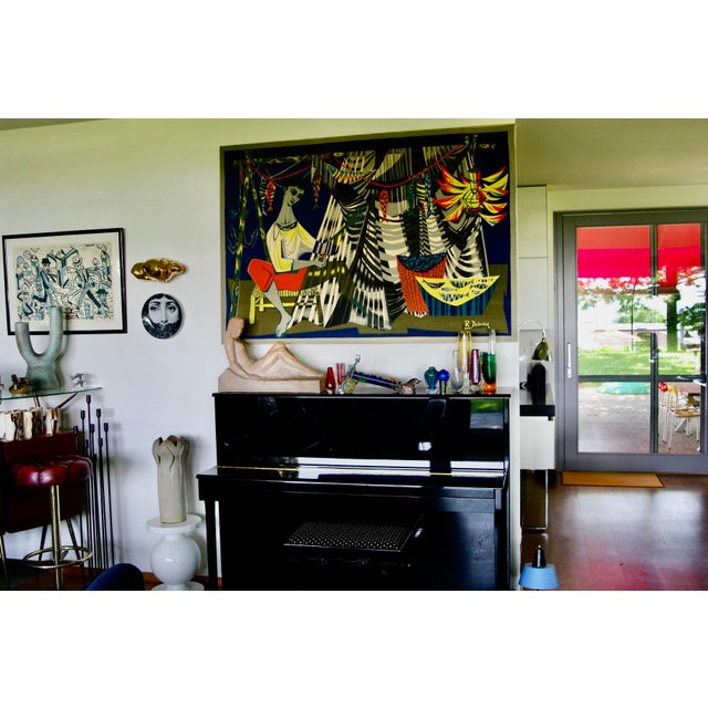 Textile Robert Debieve, The Net Mender, 1950s, Screen Print on Canvas For Sale - Image 7 of 11