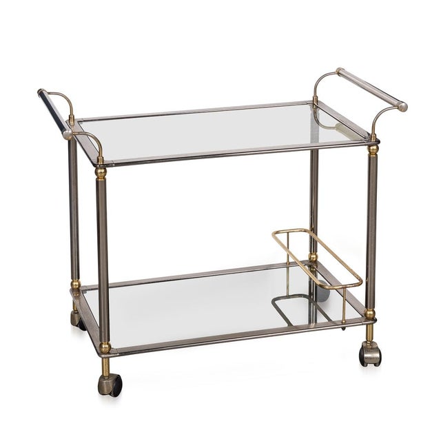 Vintage 20th Century Italian Steel & Brass Framed Drinks Trolley, 1980s For Sale - Image 18 of 18