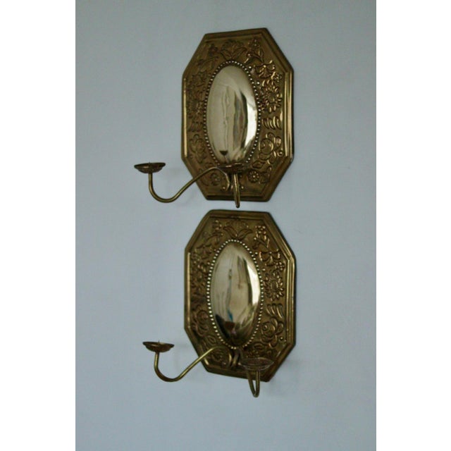 Mid-Century Swedish Octagonal Brass Double Arm Sconces, Set of 2 For Sale - Image 5 of 18