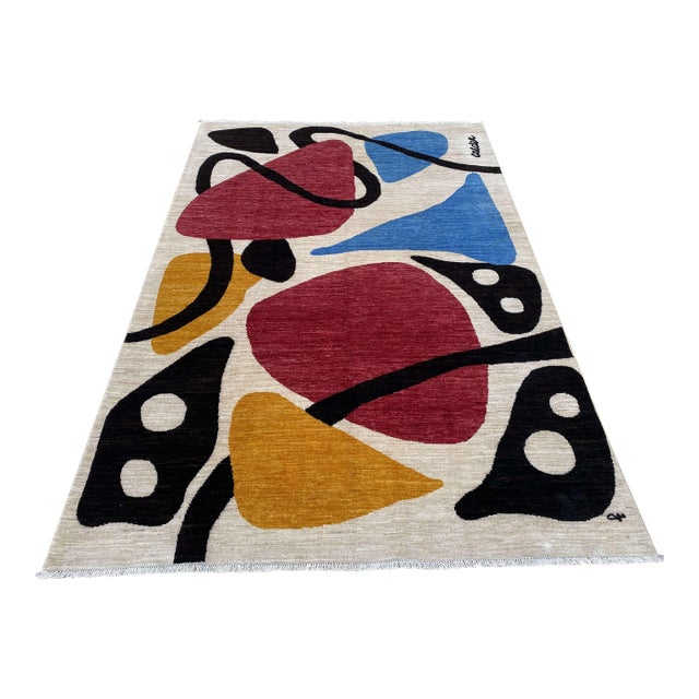 After Alexander Calder Modern Hand-Knotted Wool Rug - 5'4" X 7'8" For Sale