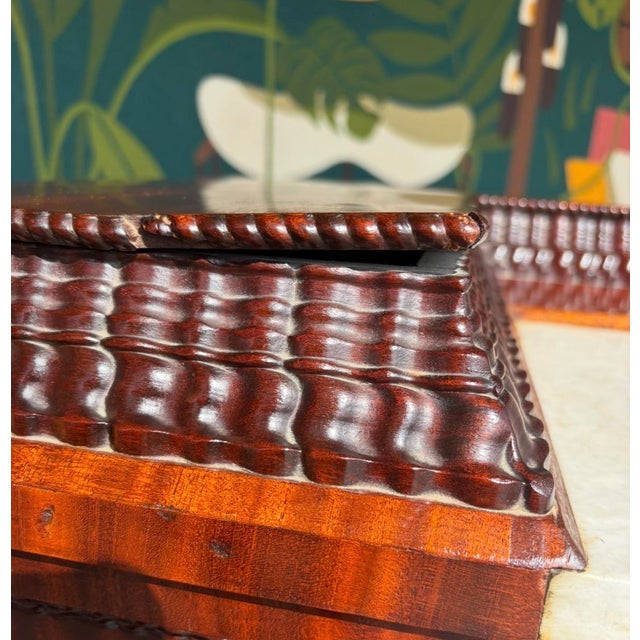 Antique 19th Century Flame Mahogany Marble-Topped Chest For Sale - Image 13 of 16