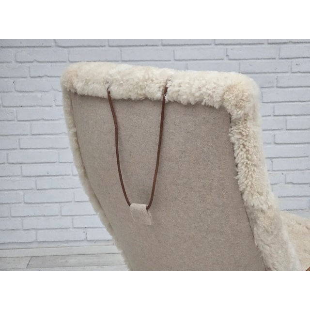 Vintage Danish Rocking Chair in Sheepskin, 1970s For Sale - Image 10 of 18