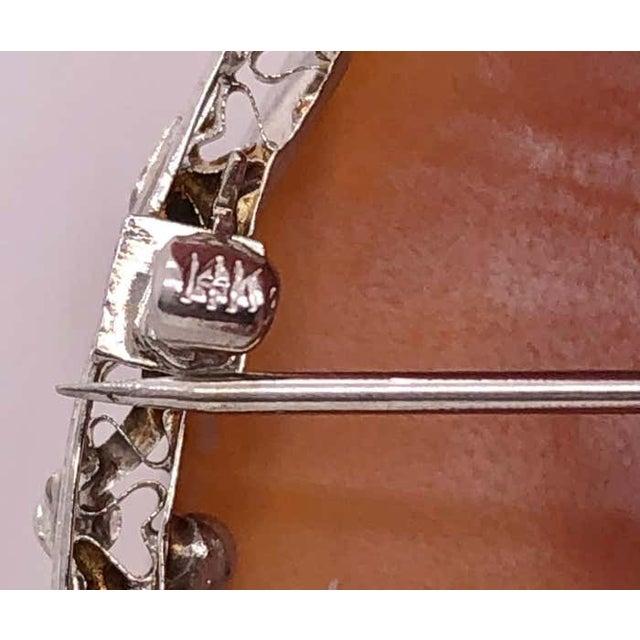 Metal 14 Karat White Gold Cameo Pendant or Brooch For Sale - Image 7 of 7