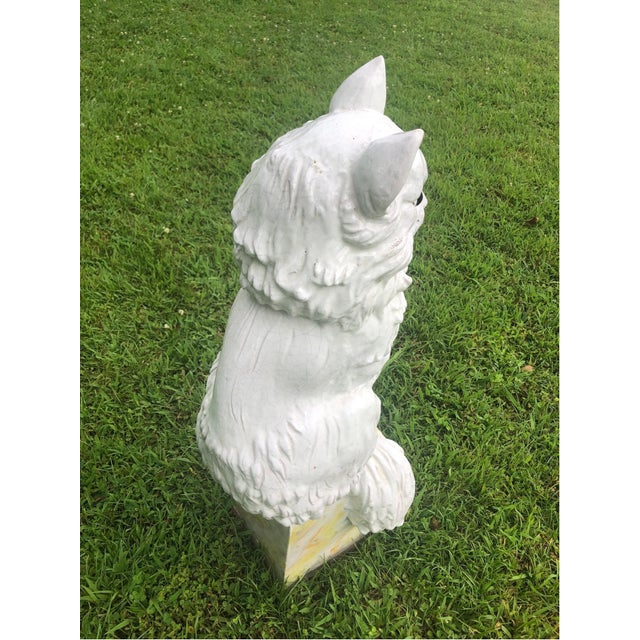 Large Vintage Italian Glazed Terracotta Cat Withe Glass Eyes For Sale - Image 9 of 9