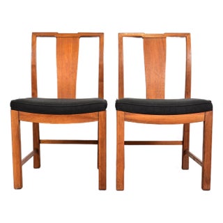 Michael Taylor for Baker Furniture Mid-Century Modern Walnut Side Chairs or Dining Chairs, Pair For Sale