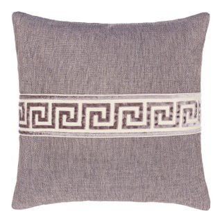 Scalamandre 22" x 22" Greek Key Pillow in Antique Heather For Sale