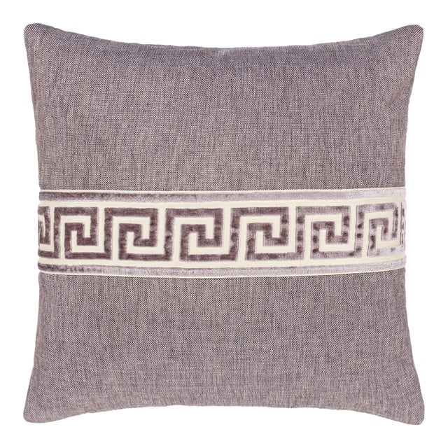 Scalamandre 22" x 22" Greek Key Pillow in Antique Heather For Sale