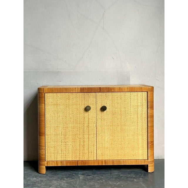 Wood Vintage Boho Bielecky Brothers Woven Rattan Cabinet For Sale - Image 7 of 11