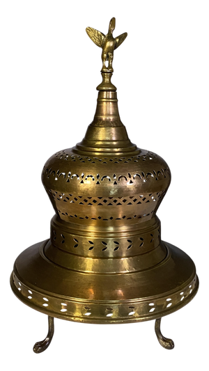 Antique Copper and Brass Brazier with Perforated Lid, 1890s