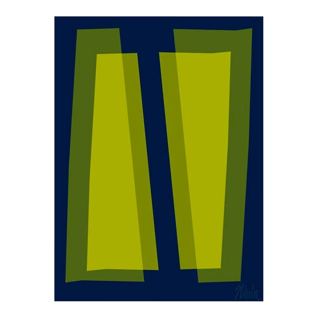 Lime and Deep Navy Transparencies Fine Art Print 14" X 20" by Liz Roache For Sale